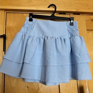 HALARA Light Blue Striped A-Line Skirt